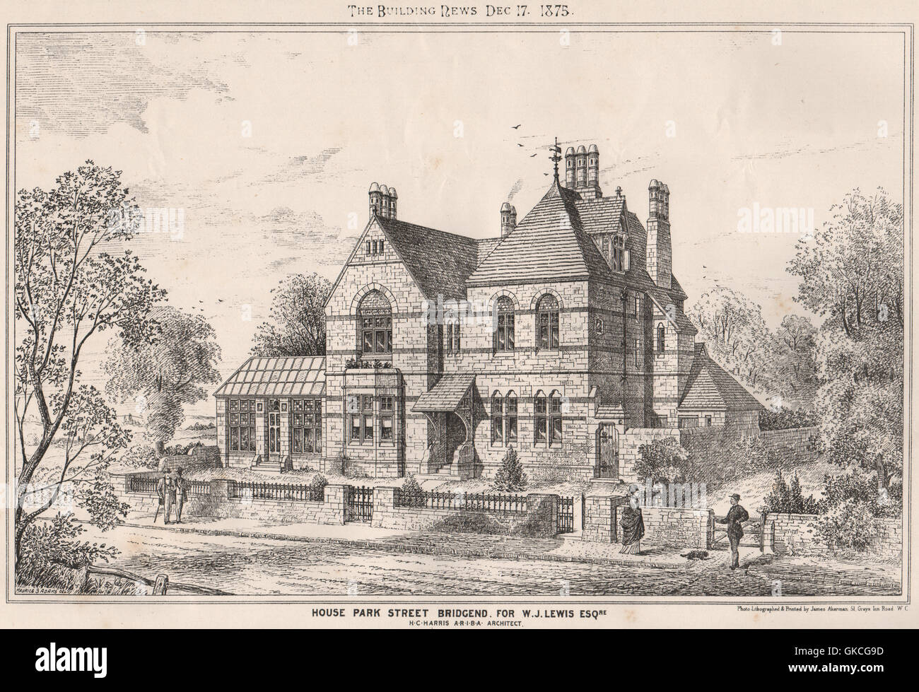 House, Park Street, Bridgend, W.J. Lewis ; H.C. Architecte Harris. Pays de Galles, 1875 Banque D'Images