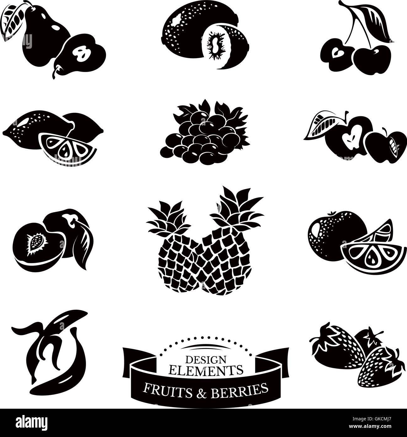 Sticker silhouette pear apple fruit Banque de photographies et d'images à  haute résolution - Alamy