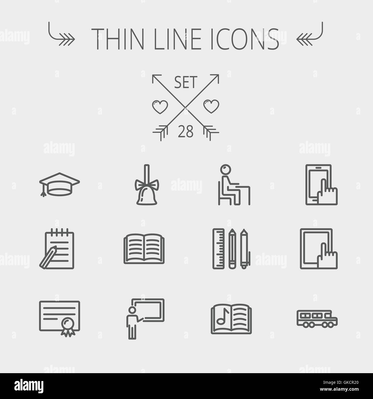 L'éducation fine ligne icon set Illustration de Vecteur