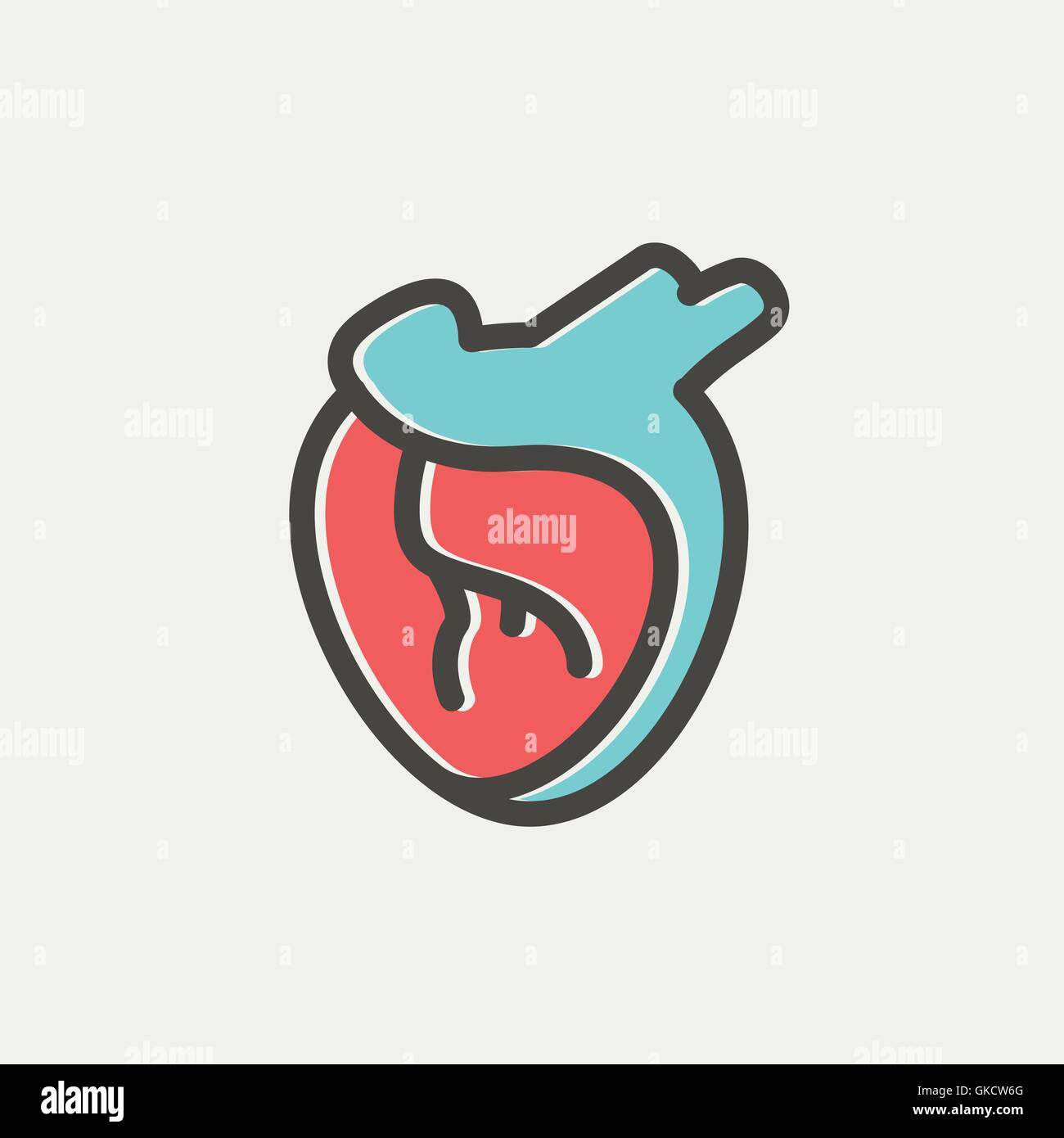 Coeur de l'homme sur l'icône de la ligne mince Illustration de Vecteur
