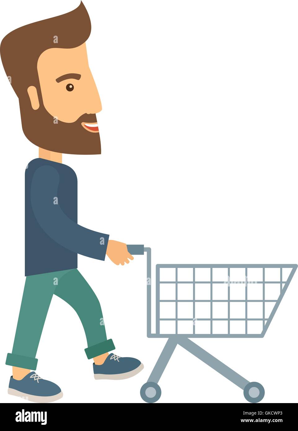 Panier vide avec l'homme. Illustration de Vecteur