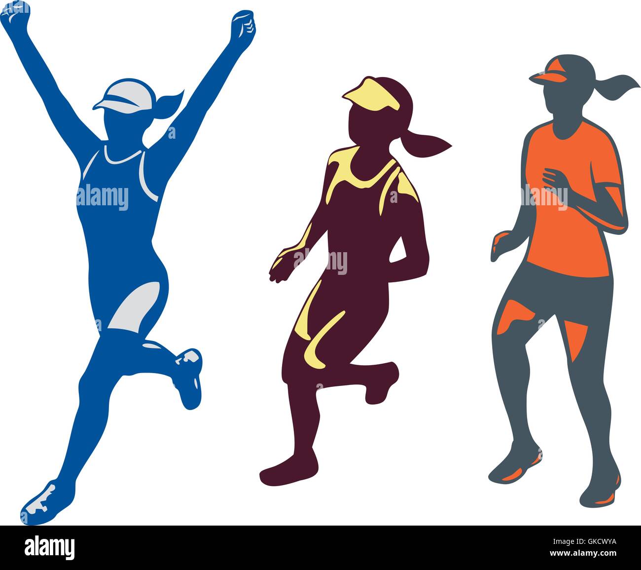 Triathlète féminine Collection Marathon Illustration de Vecteur