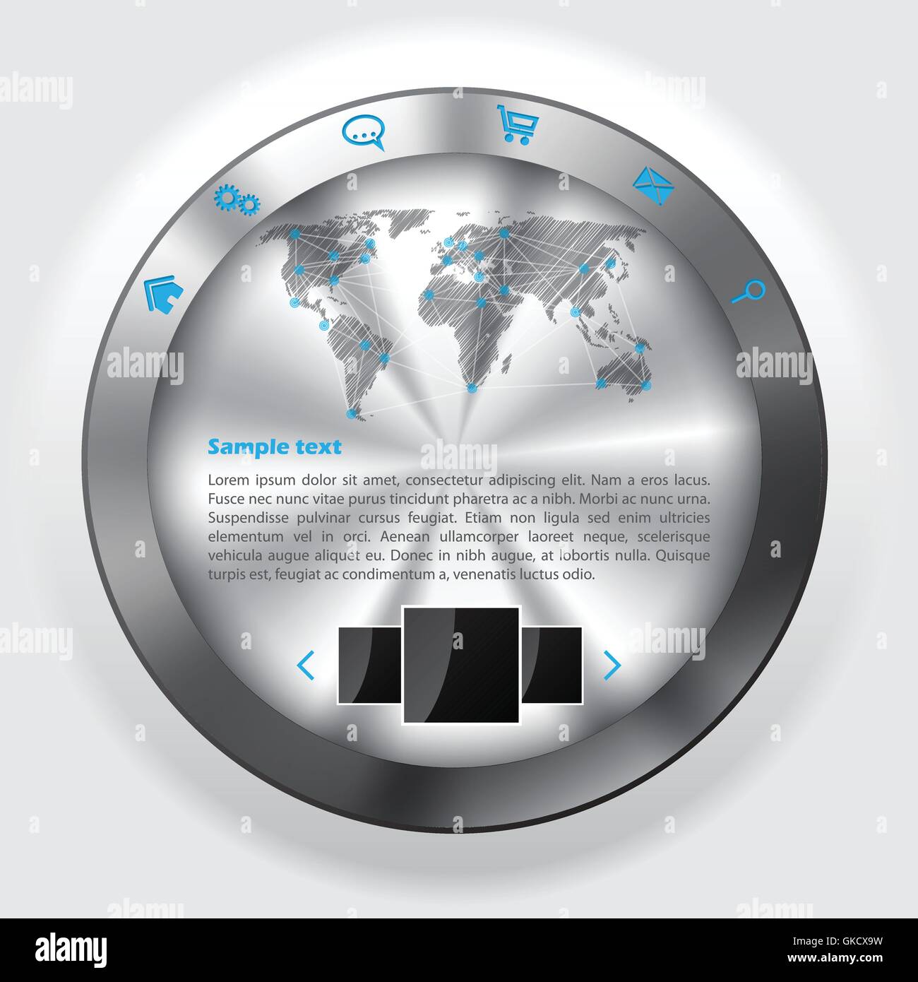 Bouton métallique de conception de modèle de site web Illustration de Vecteur