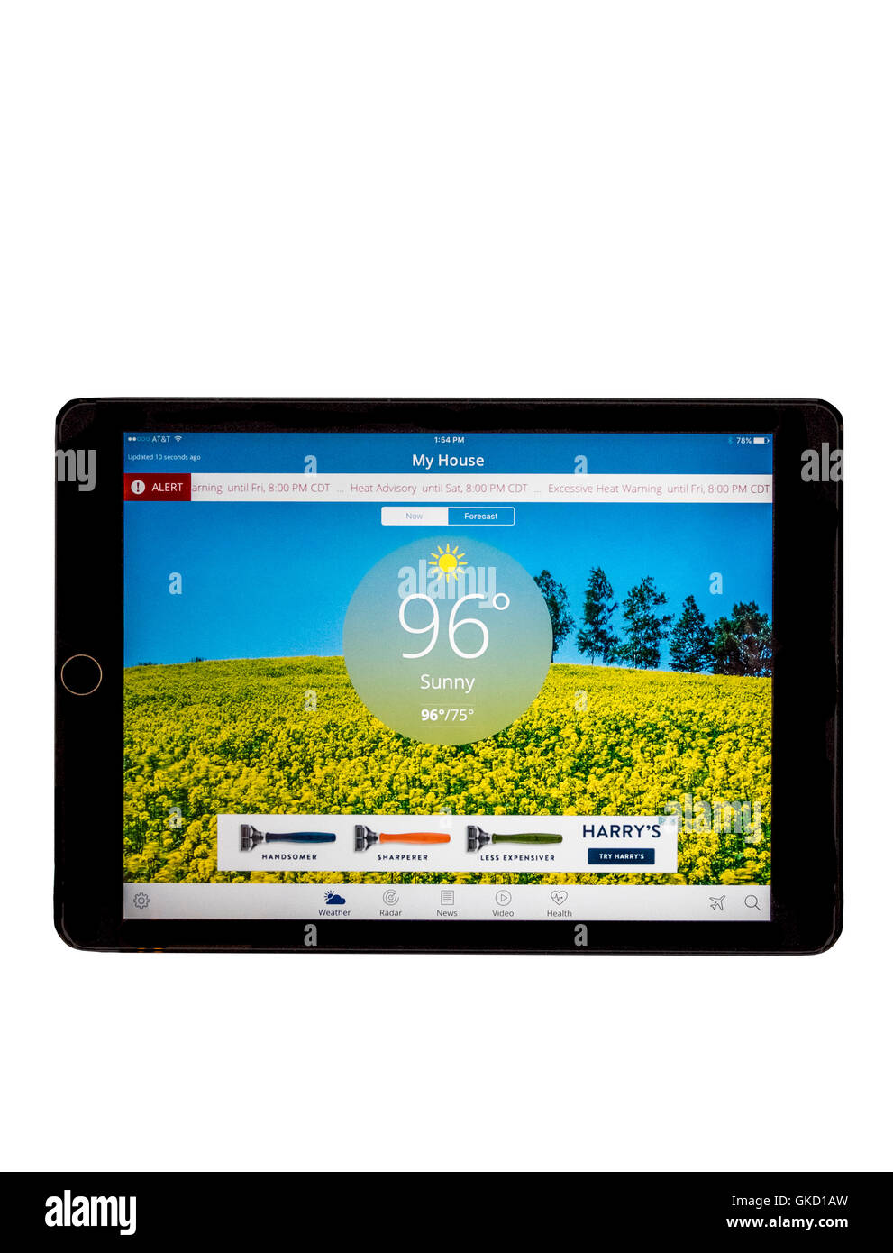 Le Weather Channel, comme vu sur un iPad Air. Montrant Oklahoma City météo. New York, USA Banque D'Images