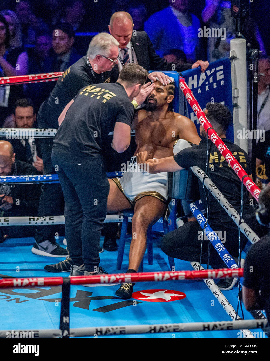 David Haye et Arnold Gjerjaj combat de boxe poids lourd dans l'O2 Arena de Londres. Avec : David Haye Où : London, Royaume-Uni Quand : 21 mai 2016 Banque D'Images