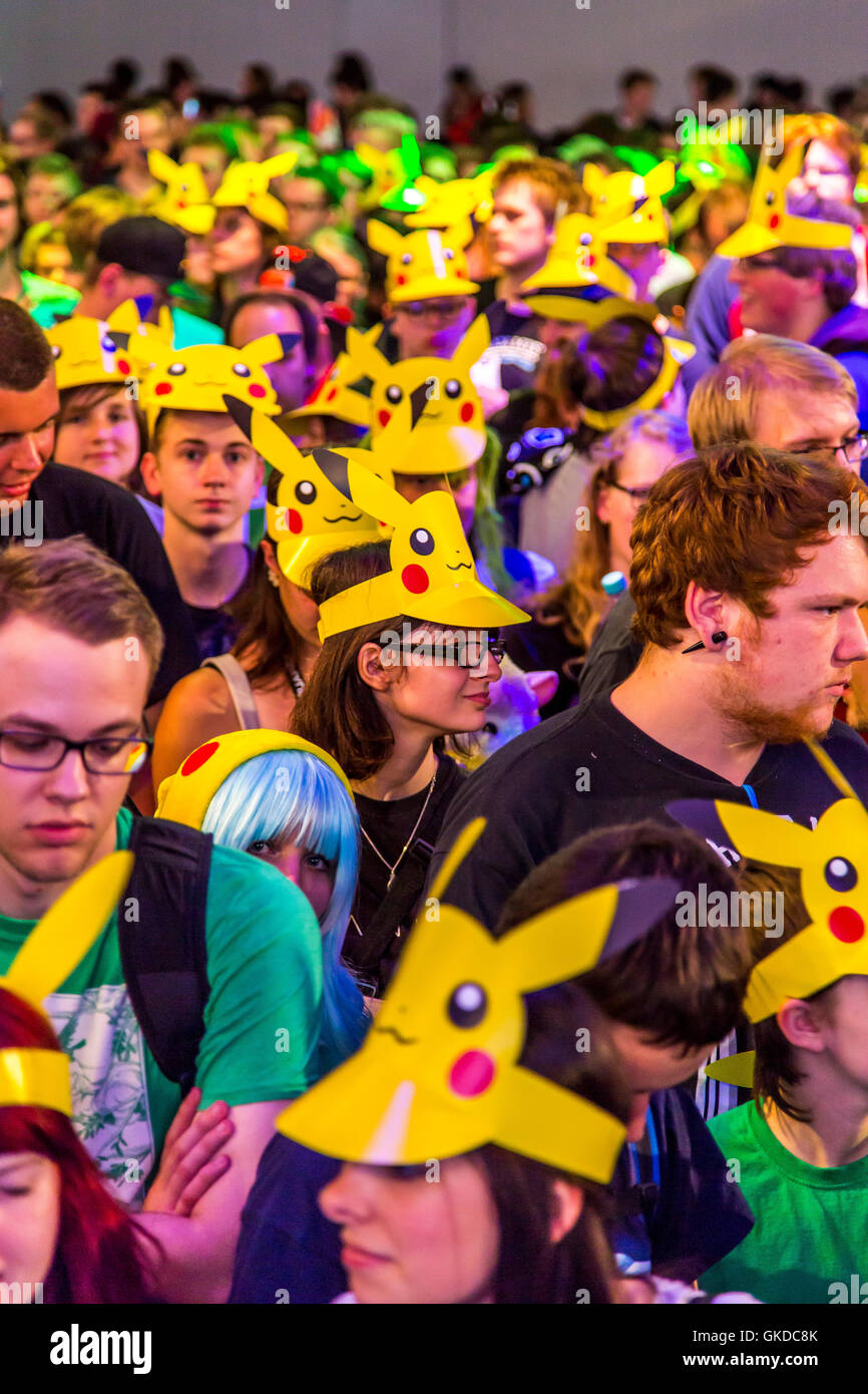 Gamescom 2016, jeux d'ordinateur juste à Cologne, Allemagne, Pokemon Rendez-fans à la Nintendo hall, Banque D'Images
