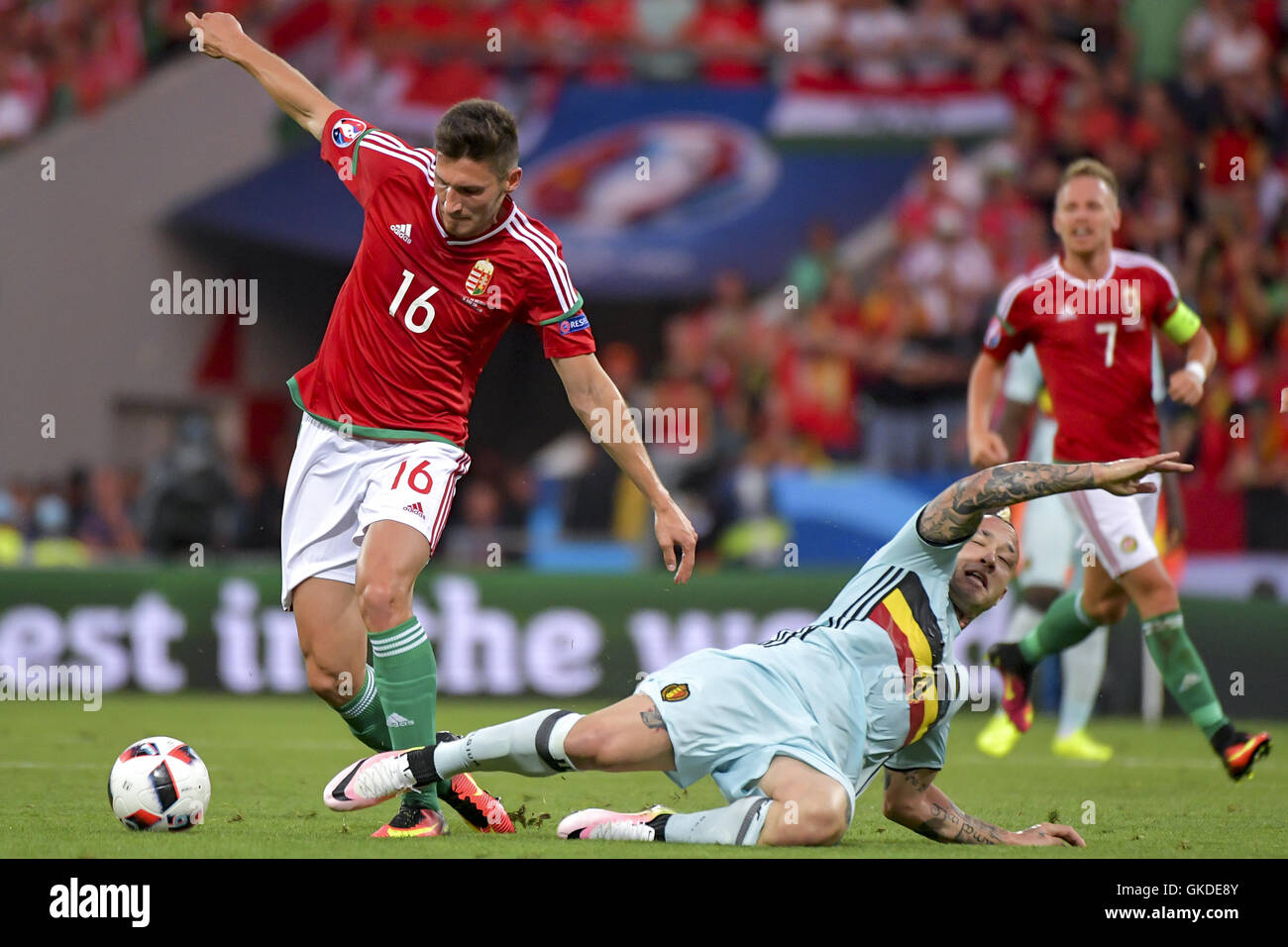 L'UEFA Euro 2016, Série de 16 - Belgique (4) v (0) Hongrie - Stade Municipal comprend : Adam Pinter, Radja Nainggolan Où : Toulouse, France Quand : 26 juin 2016 Source : Reporters / GYS / WENN.com **Uniquement disponible pour publication au Royaume-Uni, USA** Banque D'Images