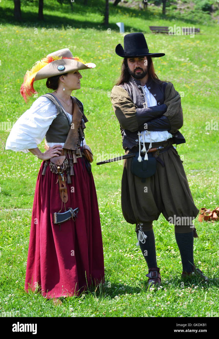 Les acteurs de la performance en plein air à Devin, près de Bratislava, Slovaquie. Banque D'Images