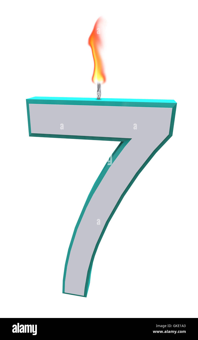 Bougie chiffre 7 Banque D'Images
