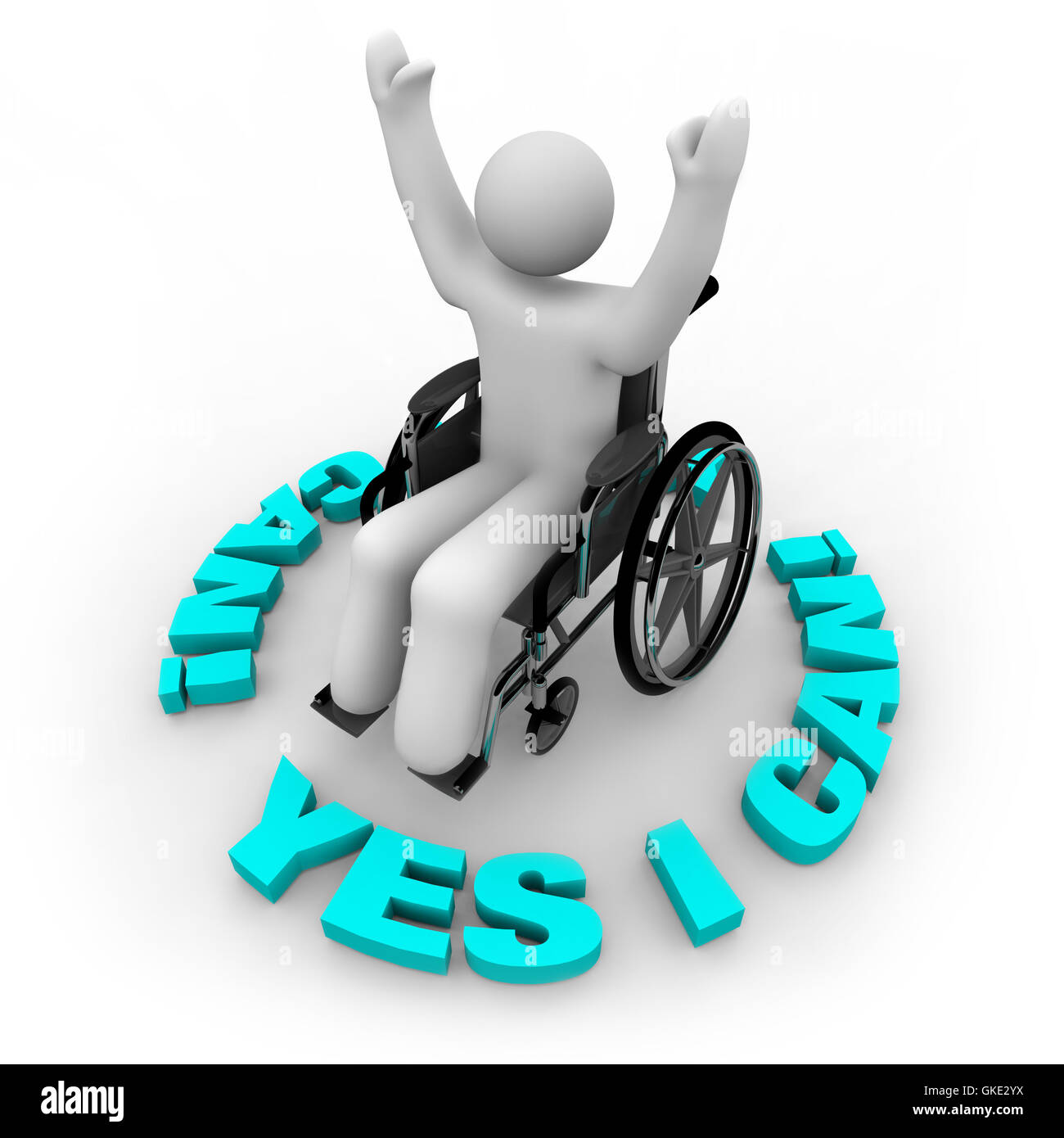 Personne en fauteuil roulant déterminé - oui je peux Banque D'Images