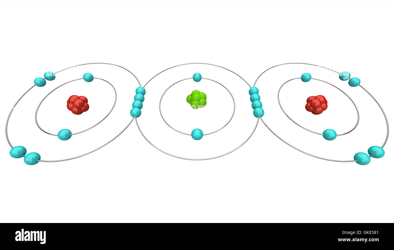 Le dioxyde de carbone CO2 - Schéma atomique Banque D'Images
