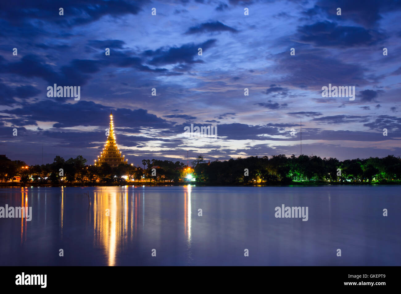 Paysage, coucher de soleil, Nuit, Khon Kaen Banque D'Images
