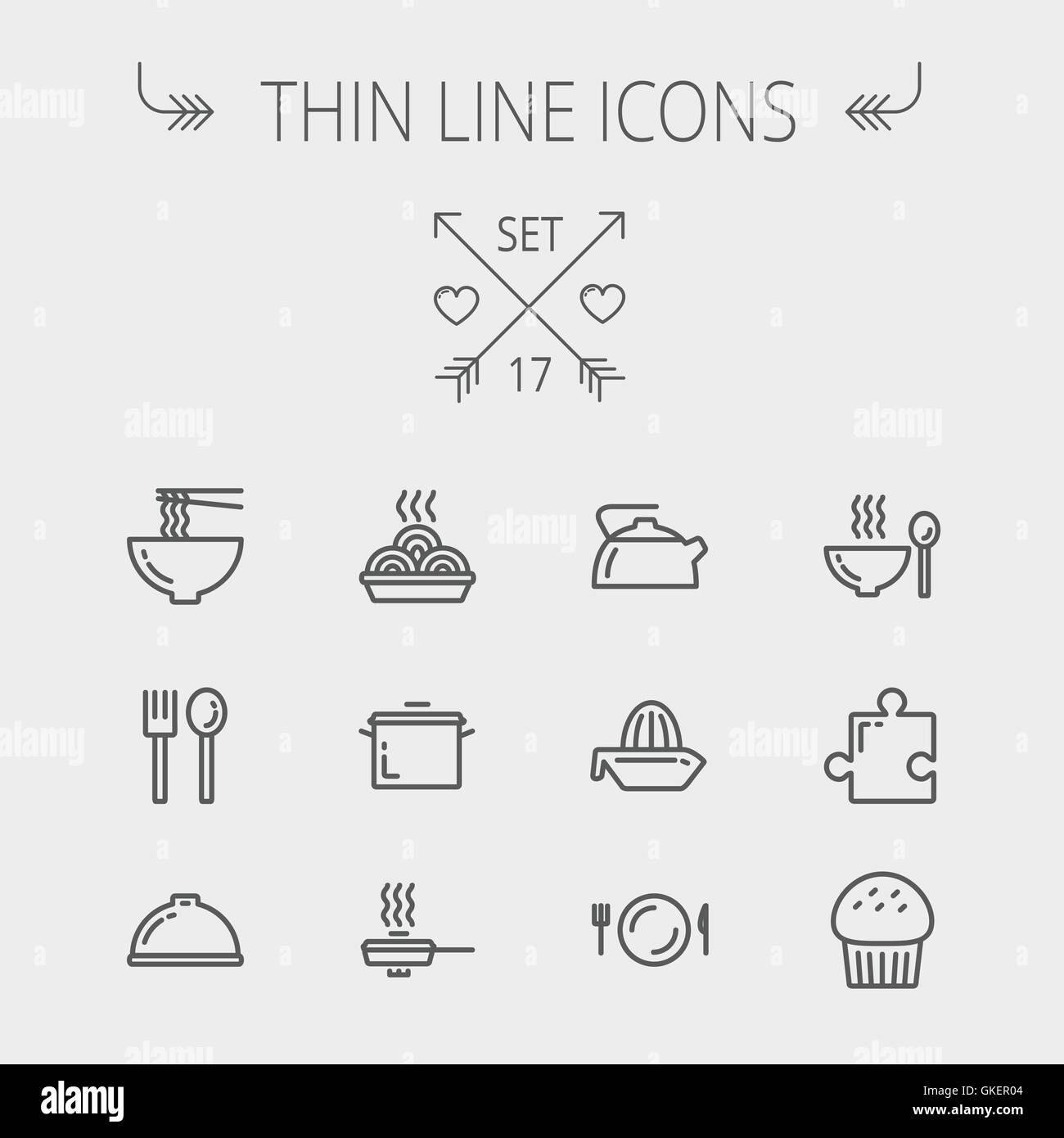 La nourriture fine ligne icon set Illustration de Vecteur