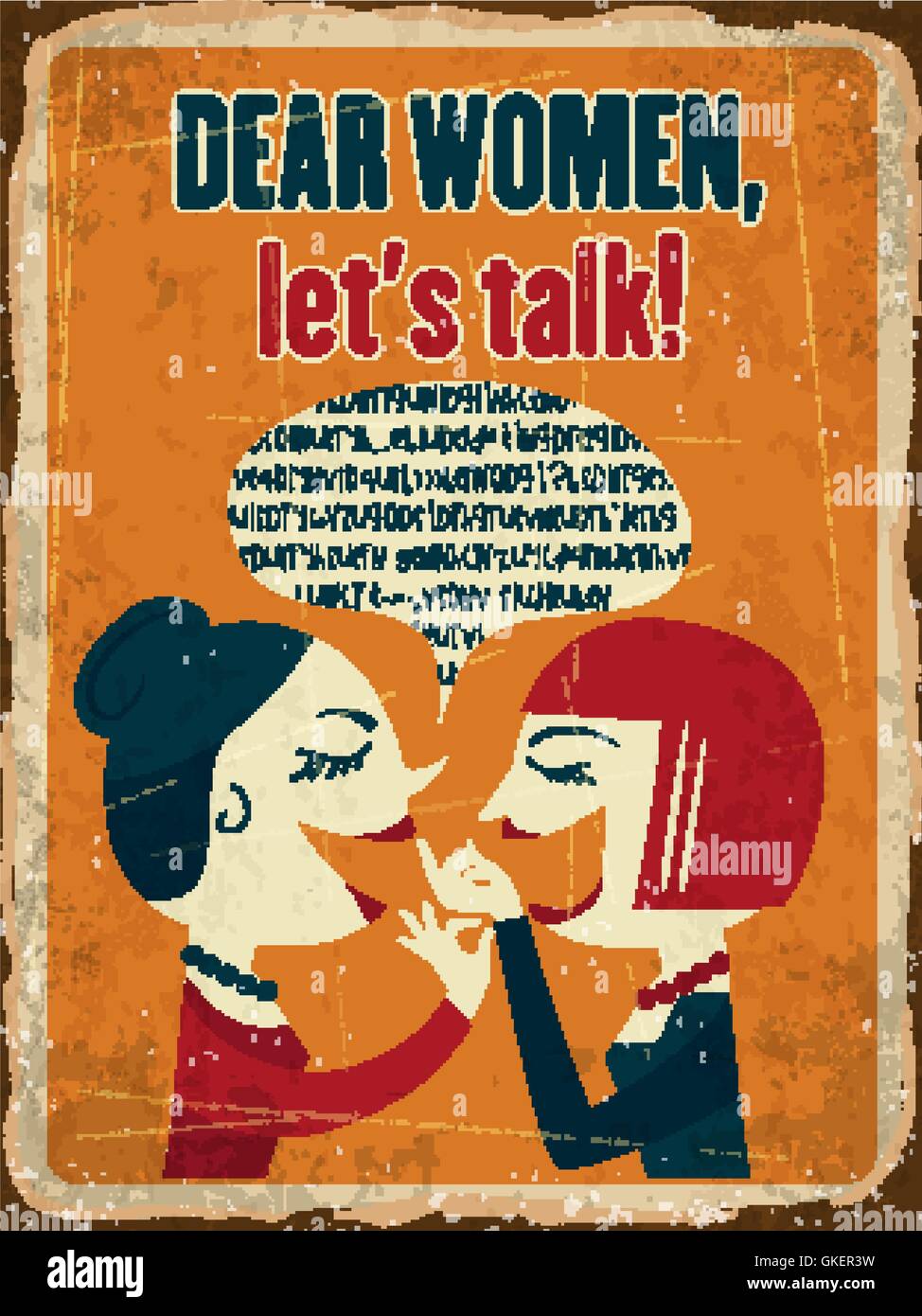 Retro metal sign 'cher les femmes, let's talk' Illustration de Vecteur