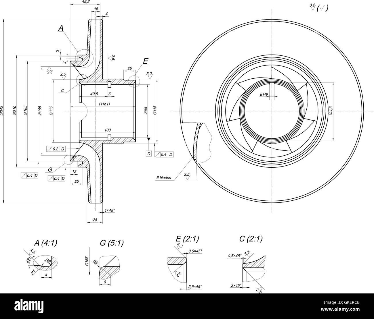 Lineal Avec Roue Croquis de la roue avec des lignes et des lames Image Vectorielle Stock ...