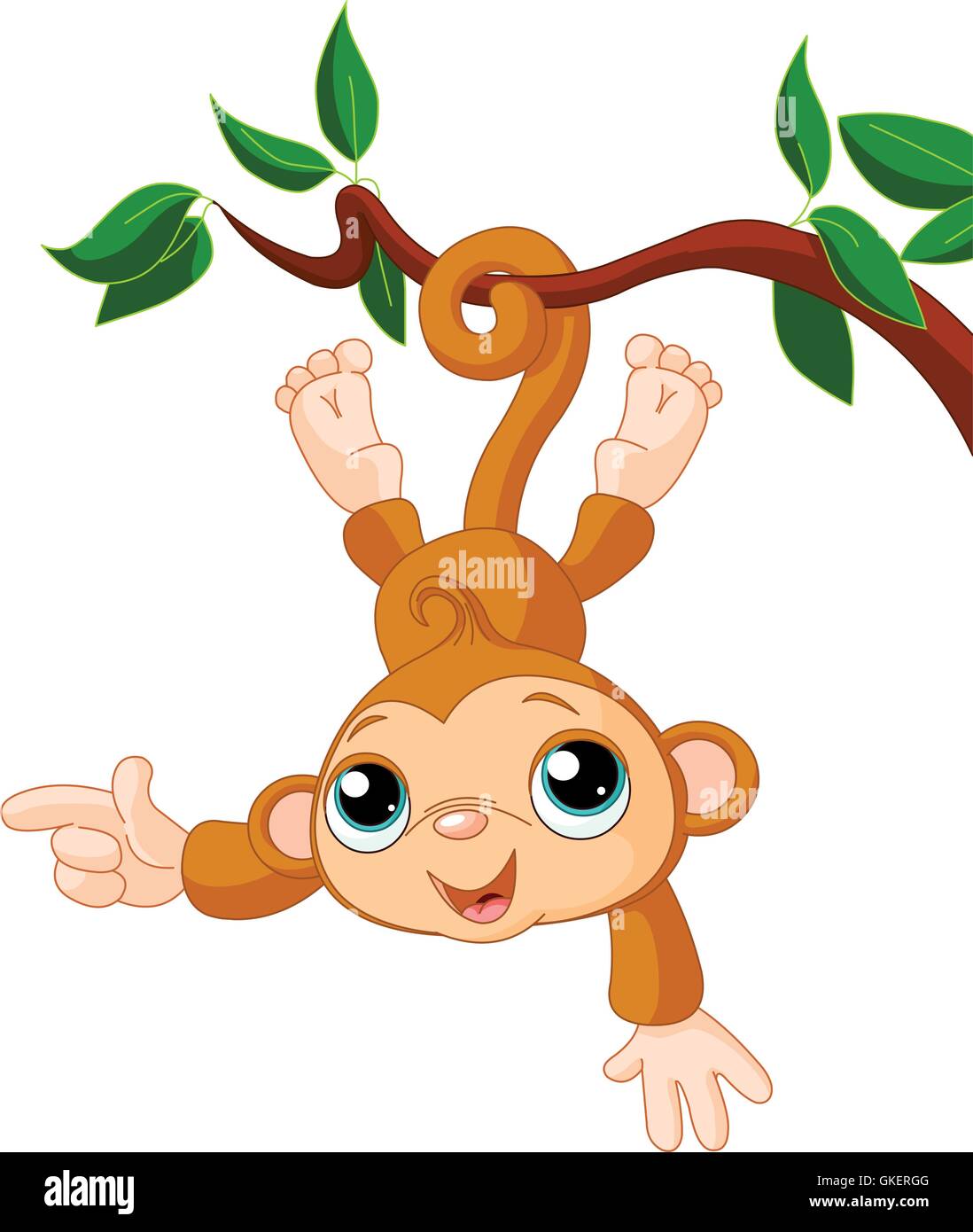 Bébé singe sur un arbre Illustration de Vecteur