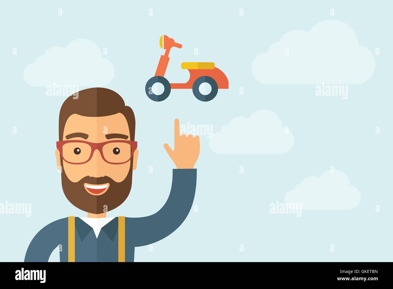 Homme pointant l'icône moto Illustration de Vecteur