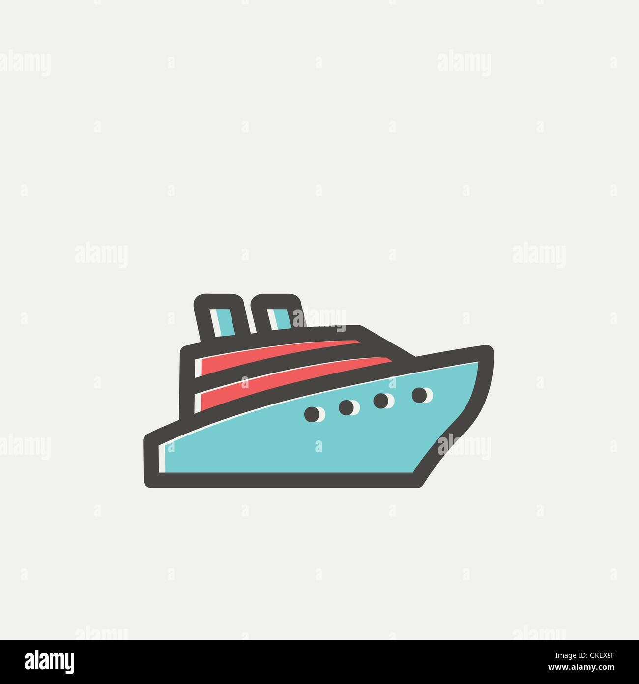 L'icône de la ligne mince des navires de croisière Illustration de Vecteur