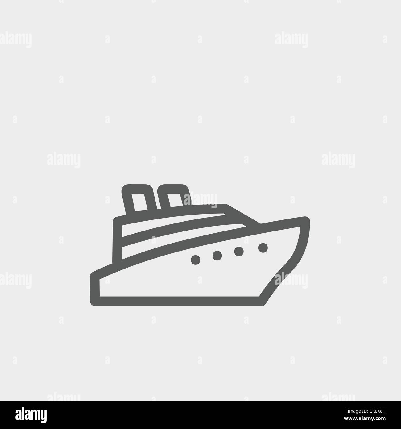 L'icône de la ligne mince des navires de croisière Illustration de Vecteur