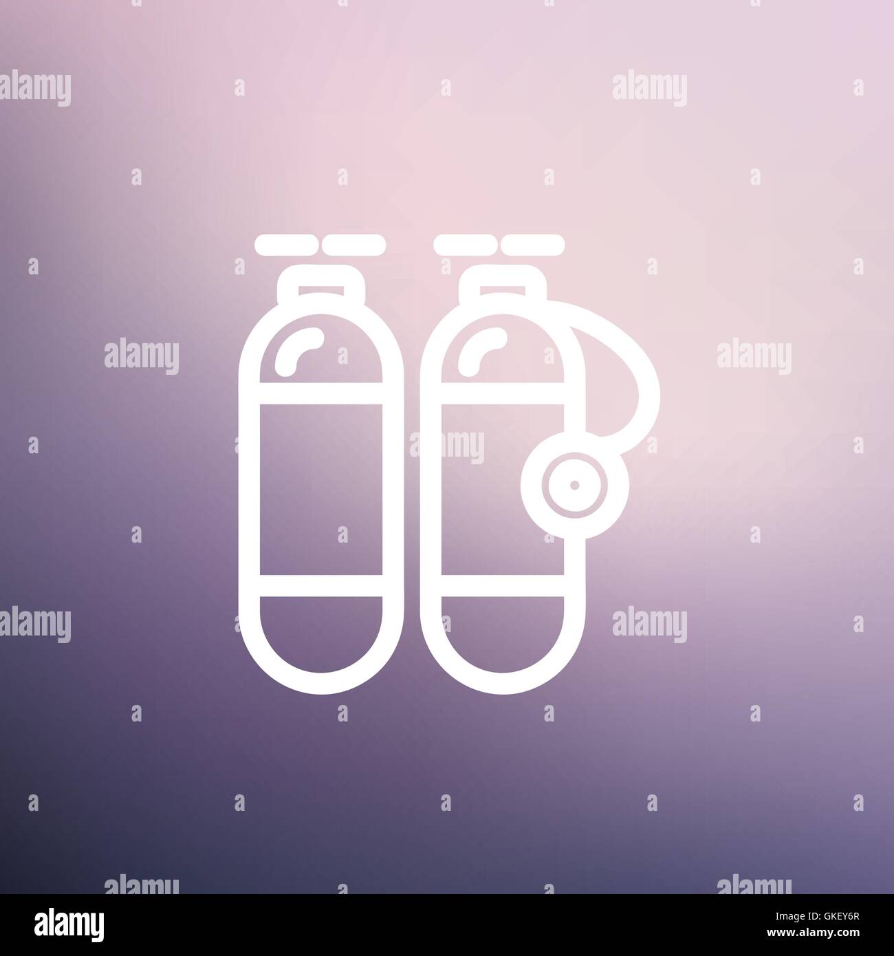 L'icône de la ligne mince réservoir oxygène Illustration de Vecteur