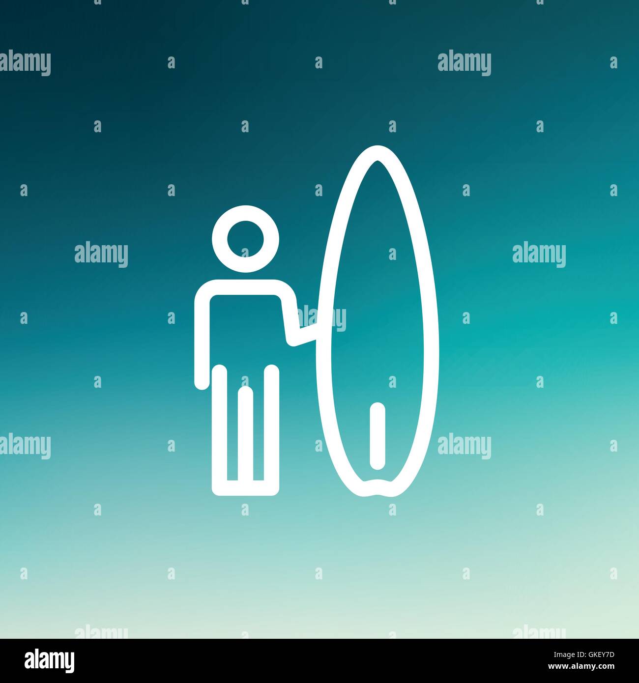 L'icône de la ligne mince Wakeboarder Illustration de Vecteur