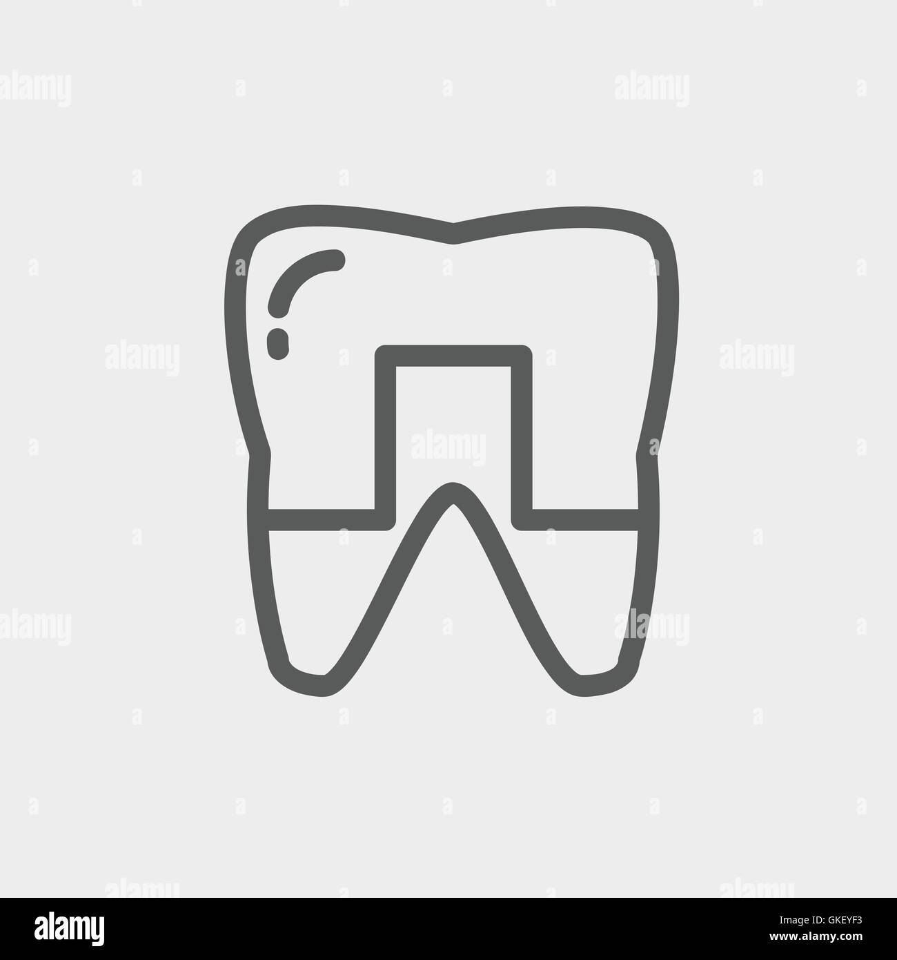 L'icône de la ligne fine dent couronné Illustration de Vecteur