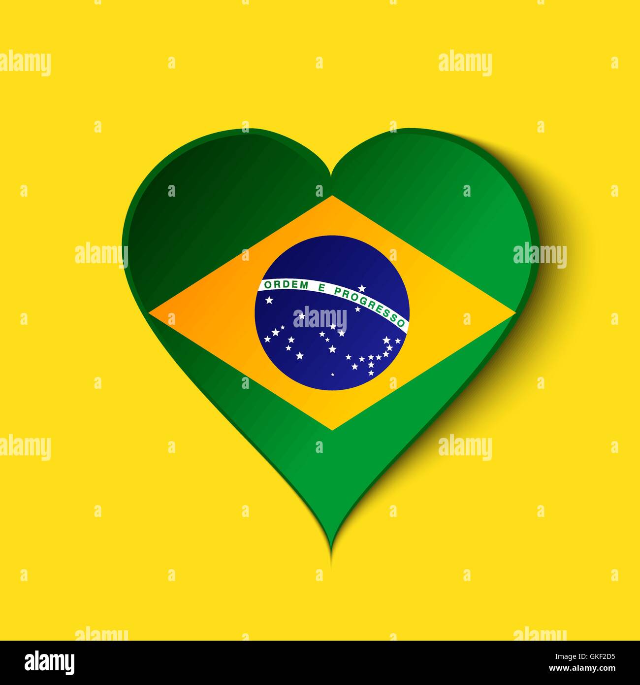 Brésil icône de Cœur avec drapeau brésilien Illustration de Vecteur