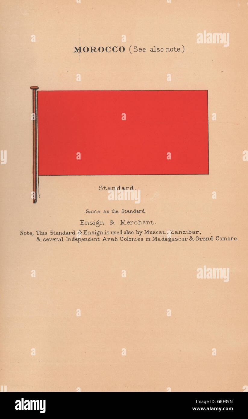 Le Maroc des drapeaux. Ensign standard marchand. Muscat également Zanzibar Madagascar, 1916 Banque D'Images