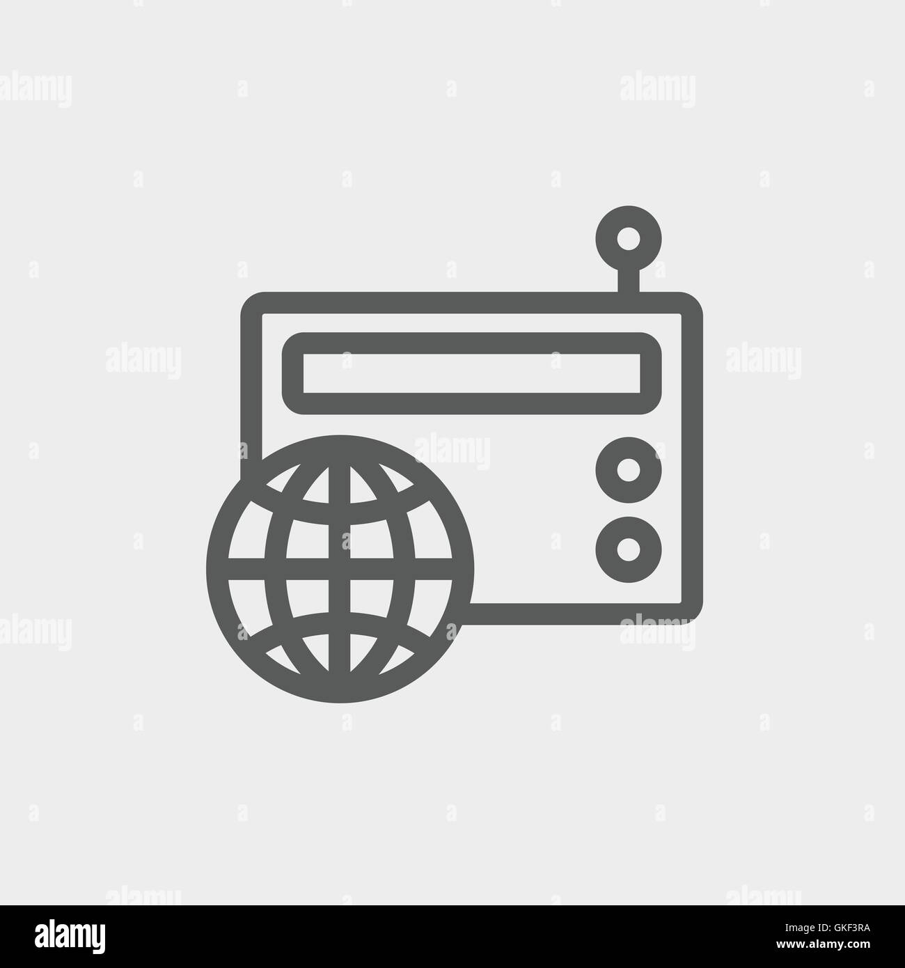 Vintage radio mondiale sur l'icône de la ligne mince Illustration de Vecteur