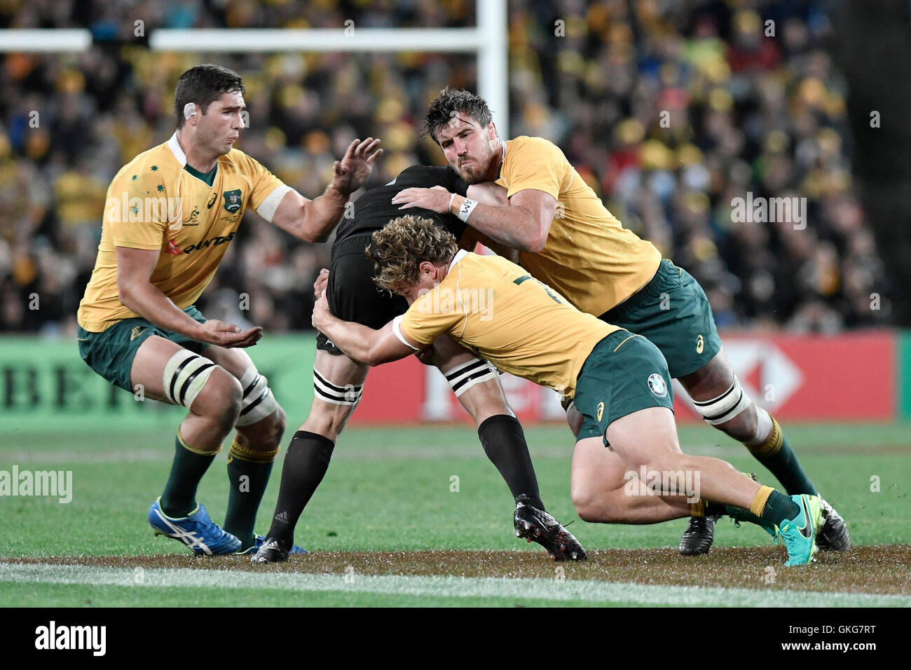 Sydney, Australie. 20e Août, 2016. Le championnat de Rugby et Tooheys New Cup. L'australie vers la Nouvelle-Zélande. Forte défense de Wallabies lock Rob Simmons, flanker Michael Hooper et Kane Douglas. Les All Blacks ont remporté 42-8. Credit : Action Plus Sport/Alamy Live News Banque D'Images Sydney, Australie. 20e Août, 2016. Le championnat de Rugby et Tooheys New Cup. L'australie vers la Nouvelle-Zélande. Forte défense de Wallabies lock Rob Simmons, flanker Michael Hooper et Kane Douglas. Les All Blacks ont remporté 42-8. Credit : Action Plus Sport/Alamy Live News Banque D'Images