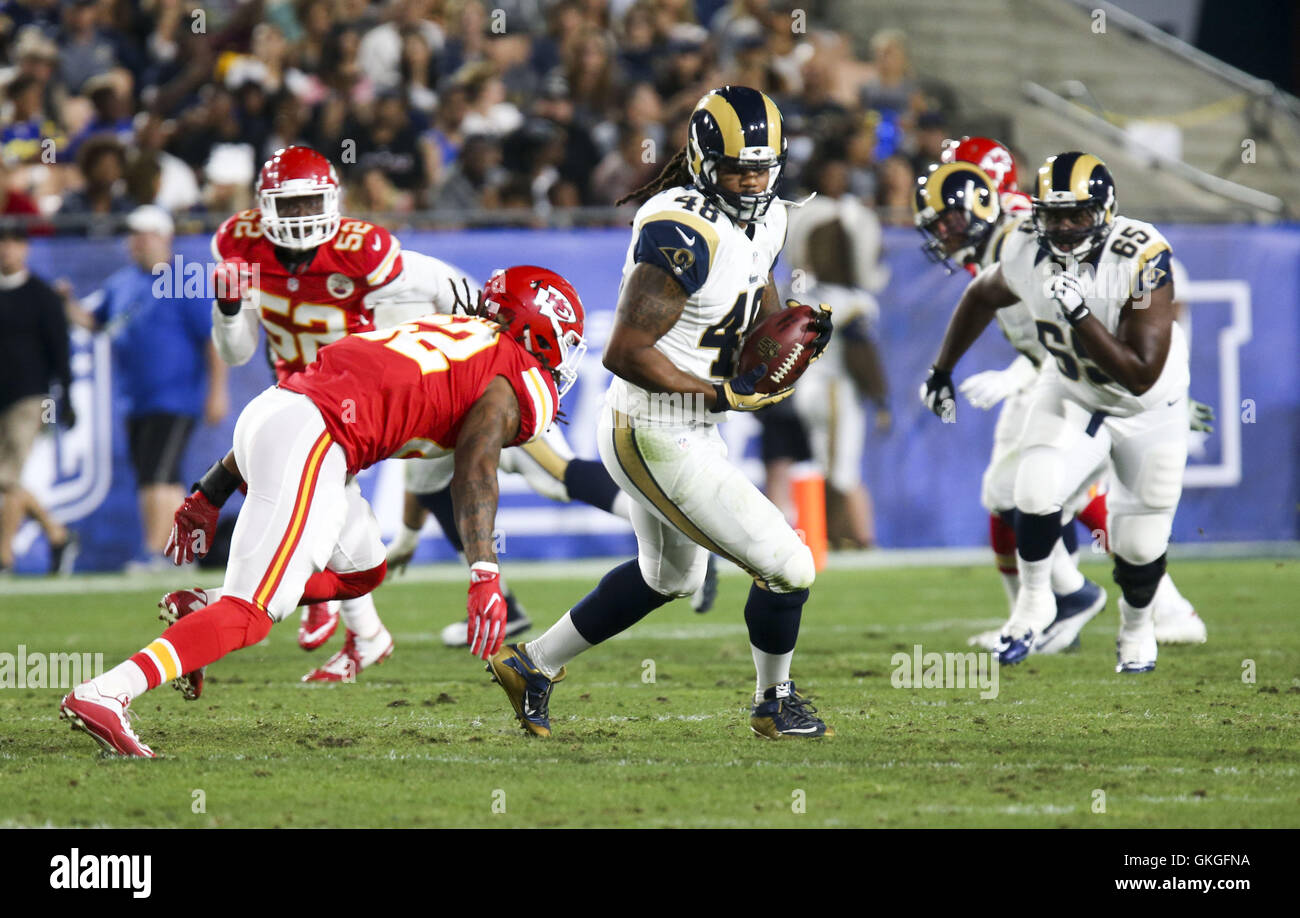 Los Angeles, Californie, USA. 20e Août, 2016. Los Angeles Rams # 48 Justice Cunningham s'exécute la balle contre Kansas City Chiefs lors d'un match de football NFL preseason, samedi, 20 août 2016, à Los Angeles. Les Rams a gagné 21-20. Ringo : crédit Chiu/ZUMA/Alamy Fil Live News Banque D'Images