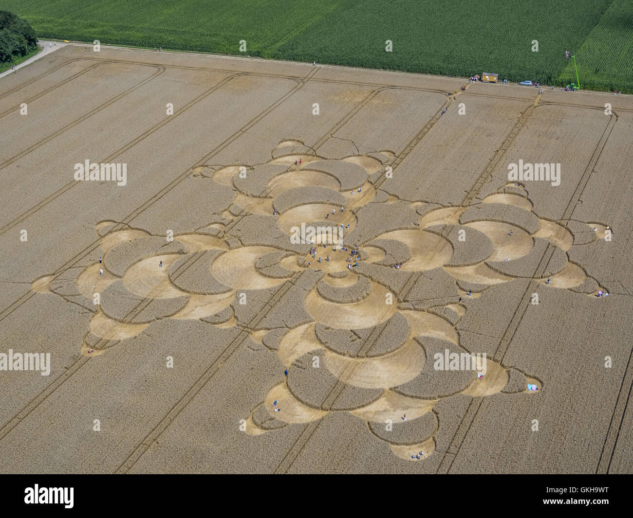 Crop Circle en un champ près de Mammendorf, Bavière, Allemagne Banque D'Images