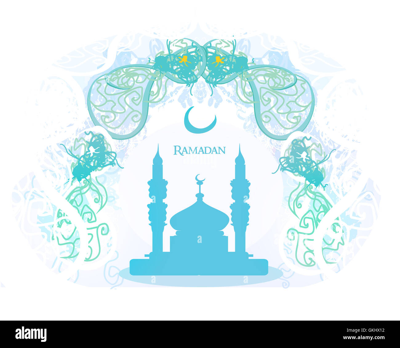 Ramadan - fond de carte de vecteur silhouette de la mosquée Banque D'Images