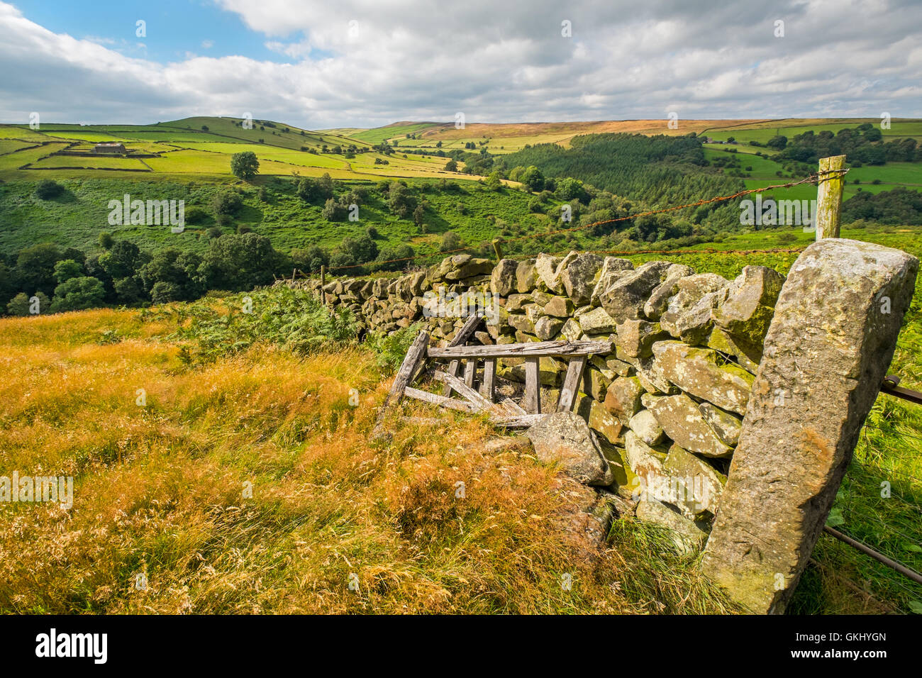 La vue vers le nord depuis Bretton Clough vers Abney,Derbyshire, dans le parc national de Peak District,UK Banque D'Images