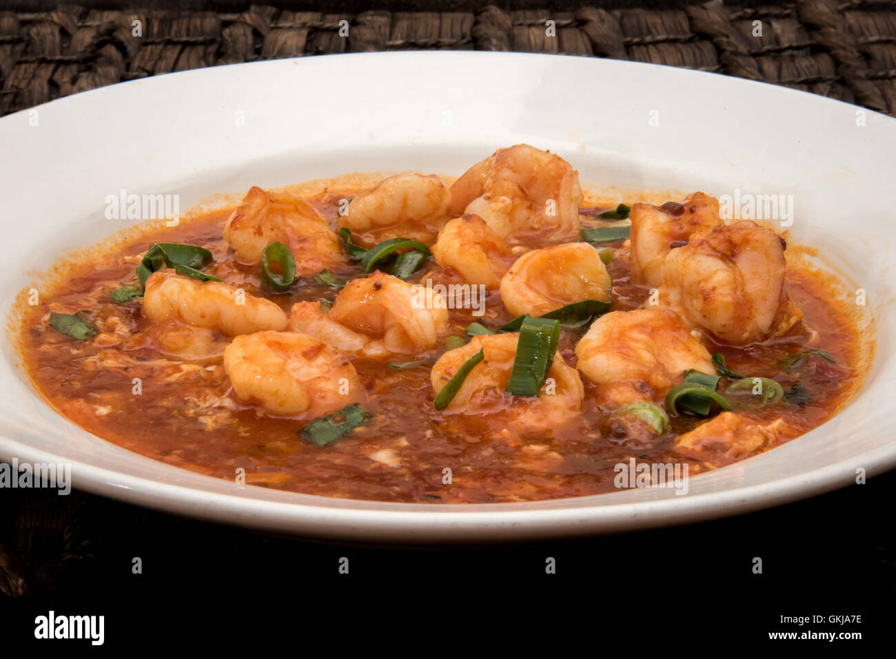Sweet chili crevettes cuites style Singapourien Banque D'Images