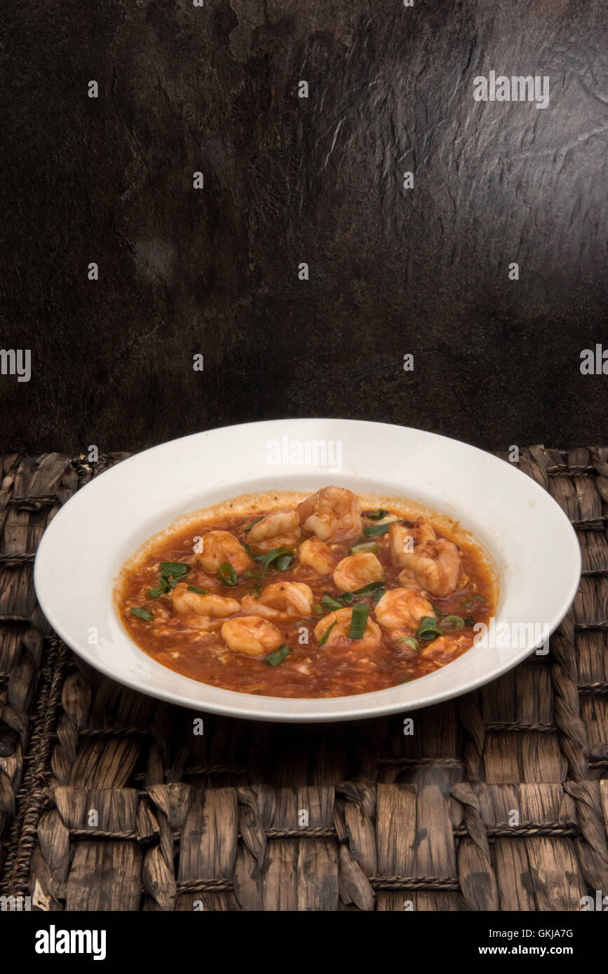 Sweet chili crevettes cuites style Singapourien Banque D'Images