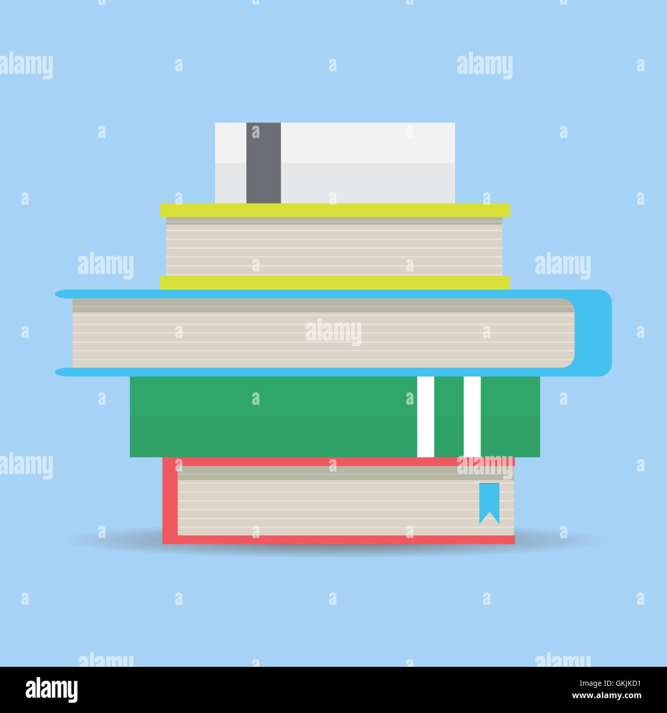 Pile de livres design plat. Bibliothèque et lecture livre, vector illustration Banque D'Images