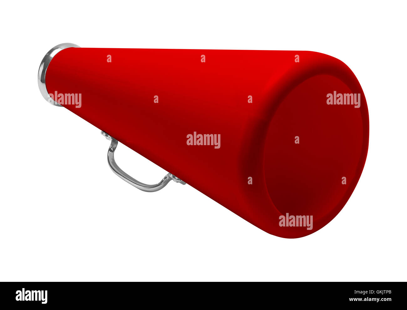 Mégaphone Cheer rouge coupé et isolé sur fond blanc. Banque D'Images