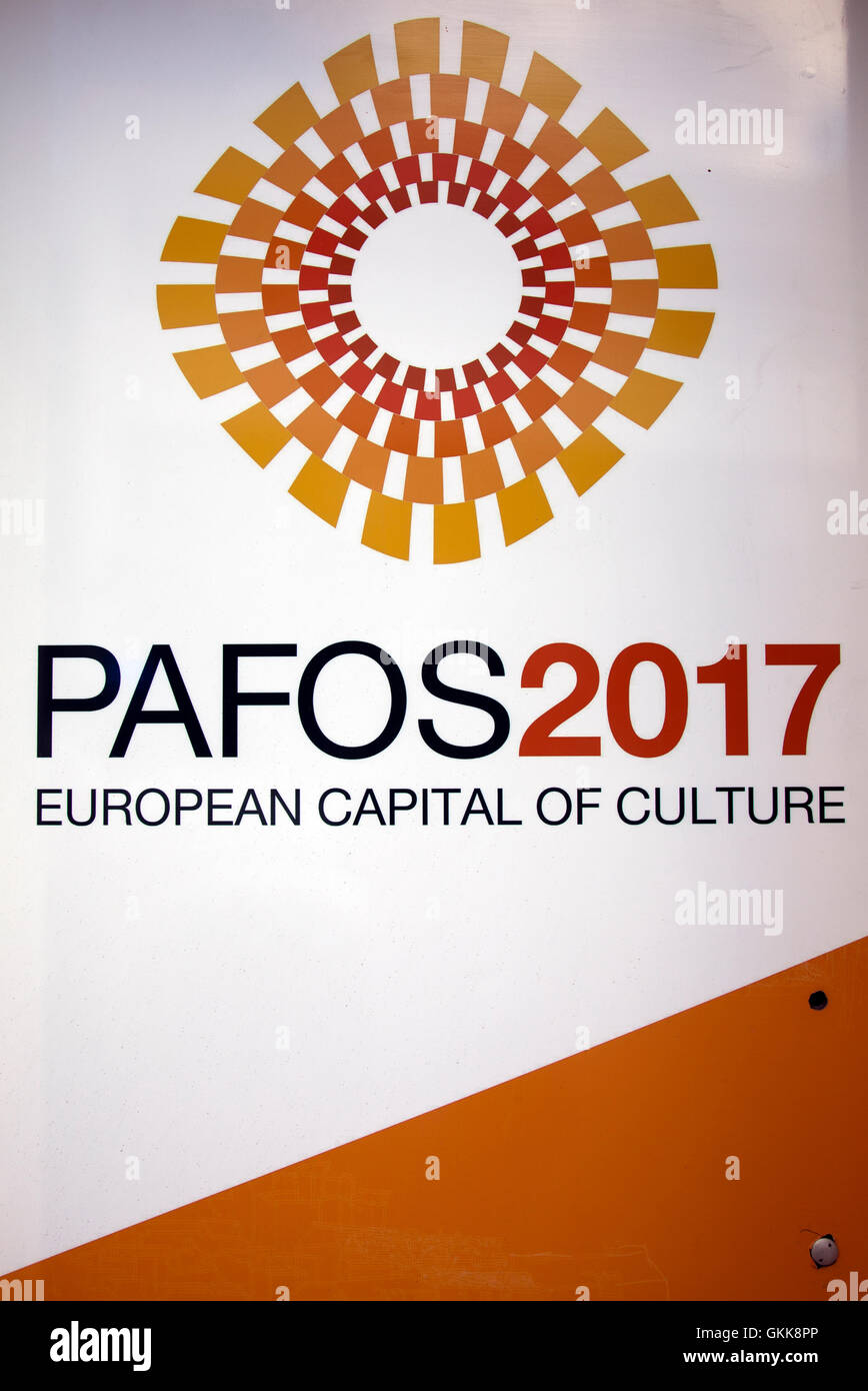 Paphos Capitale Européenne de la Culture 2017 Signer à Chypre Banque D'Images