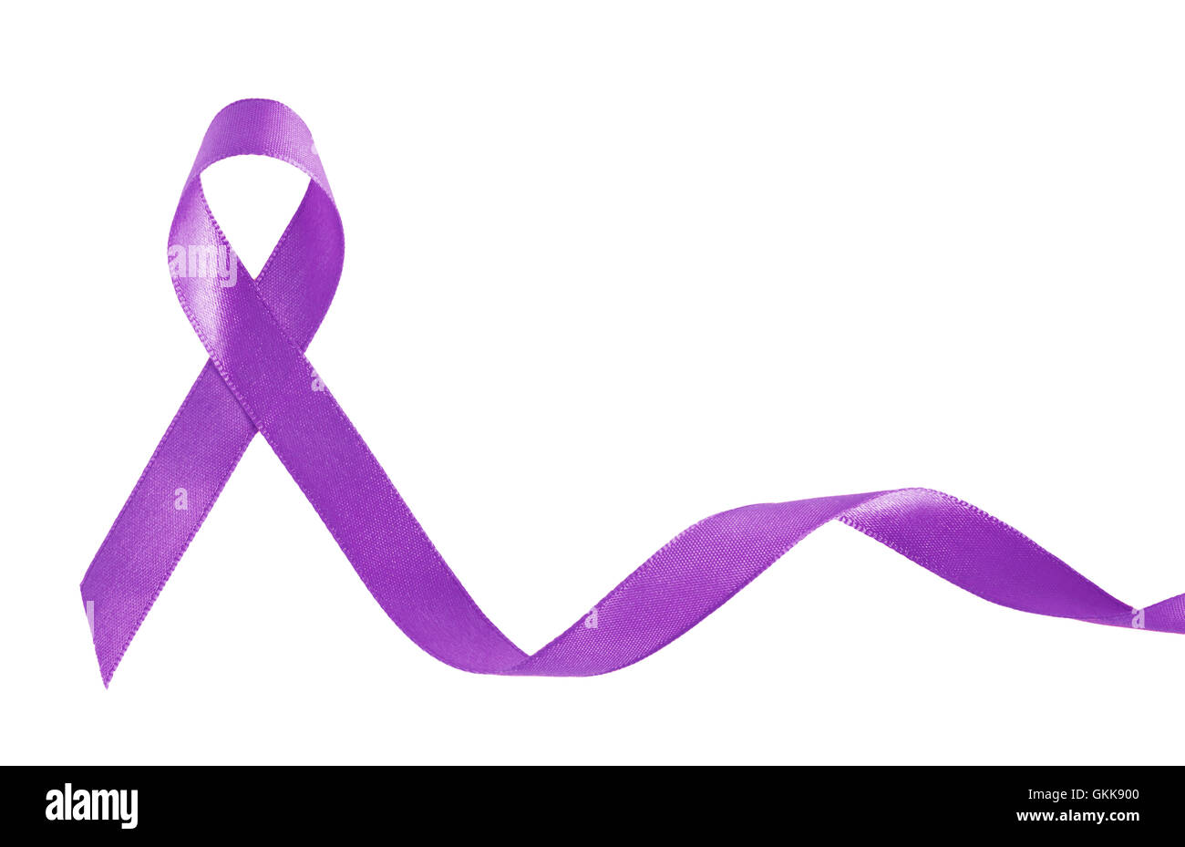 Ruban violet un symbole de cancer du pancréas with copy space Banque D'Images