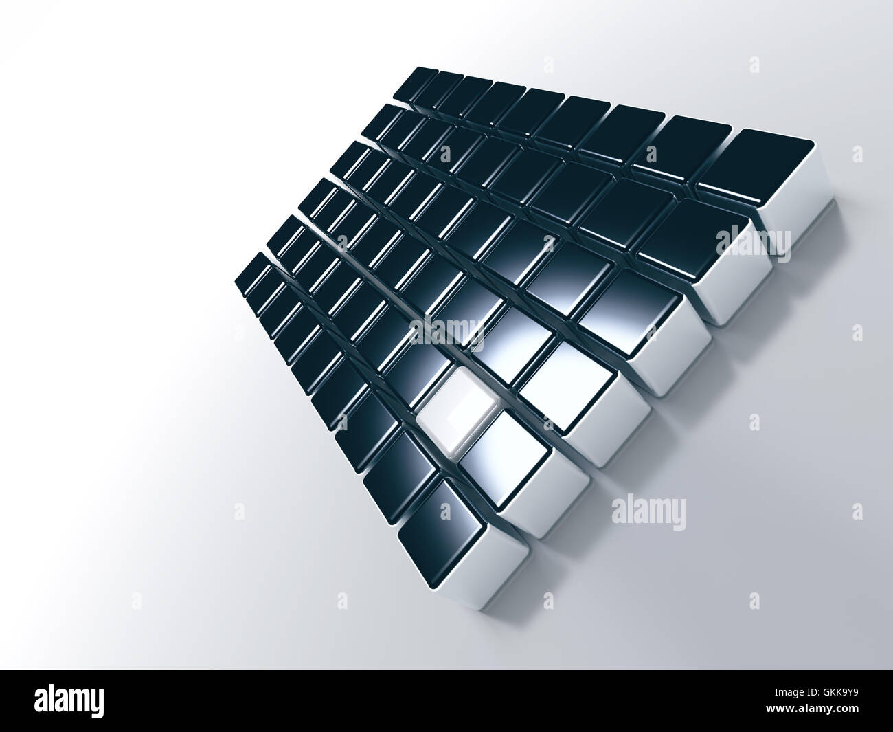 Les objets abstraits de la forme cubique avec une surface métallique Banque D'Images