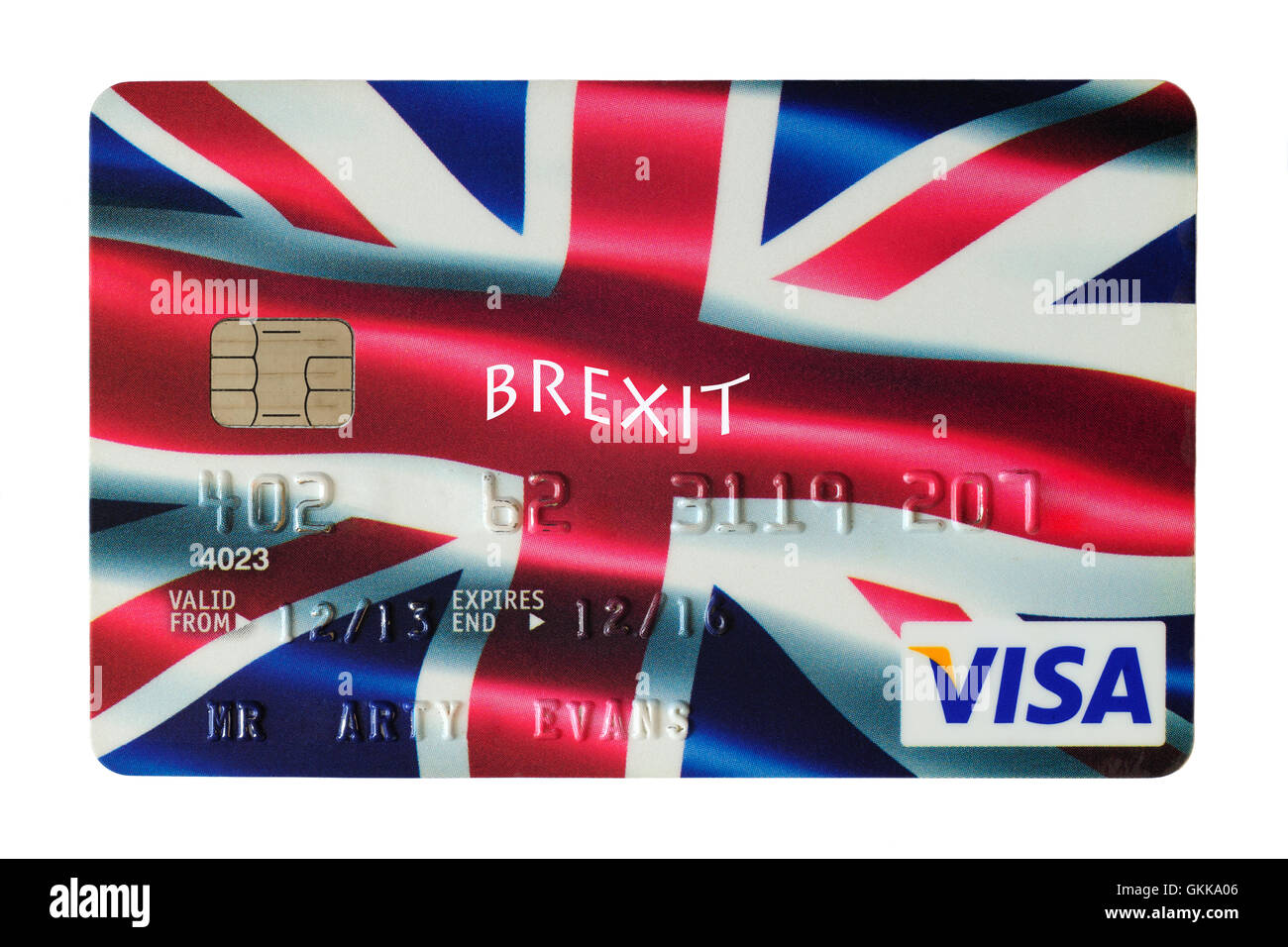 Carte de crédit Visa avec l'Union européenne conception du pavillon à l'avant avec le mot brexit ajouté england uk Banque D'Images