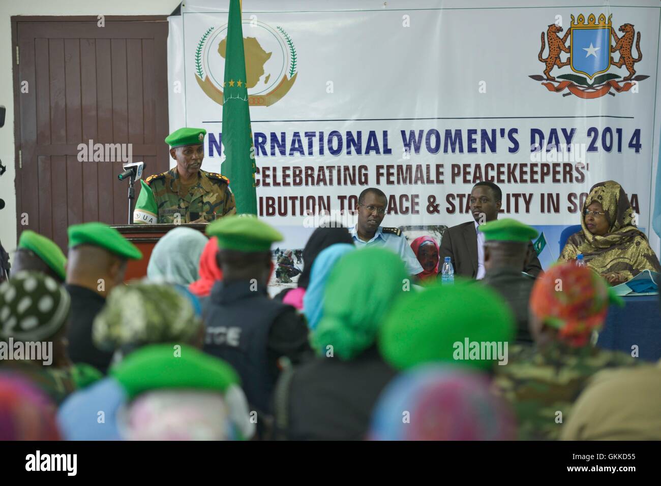 Au cours de la Journée internationale de la femme le 6 mars 2014 qu'a été la célébration de femmes soldats de la paix en Somalie. Banque D'Images
