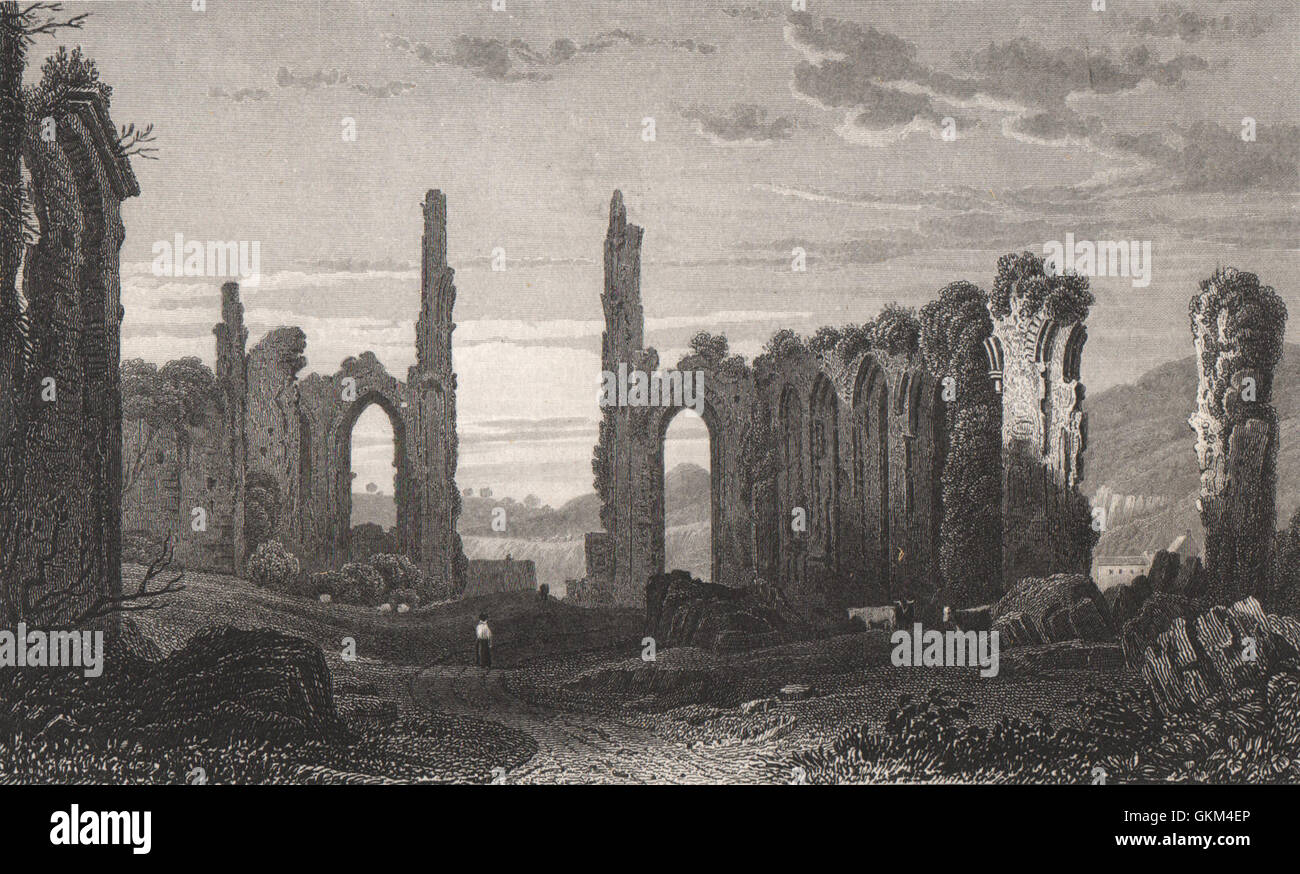 Vestiges de l'église abbatiale, Neath, par Henry Gastineau, 1835 Banque D'Images