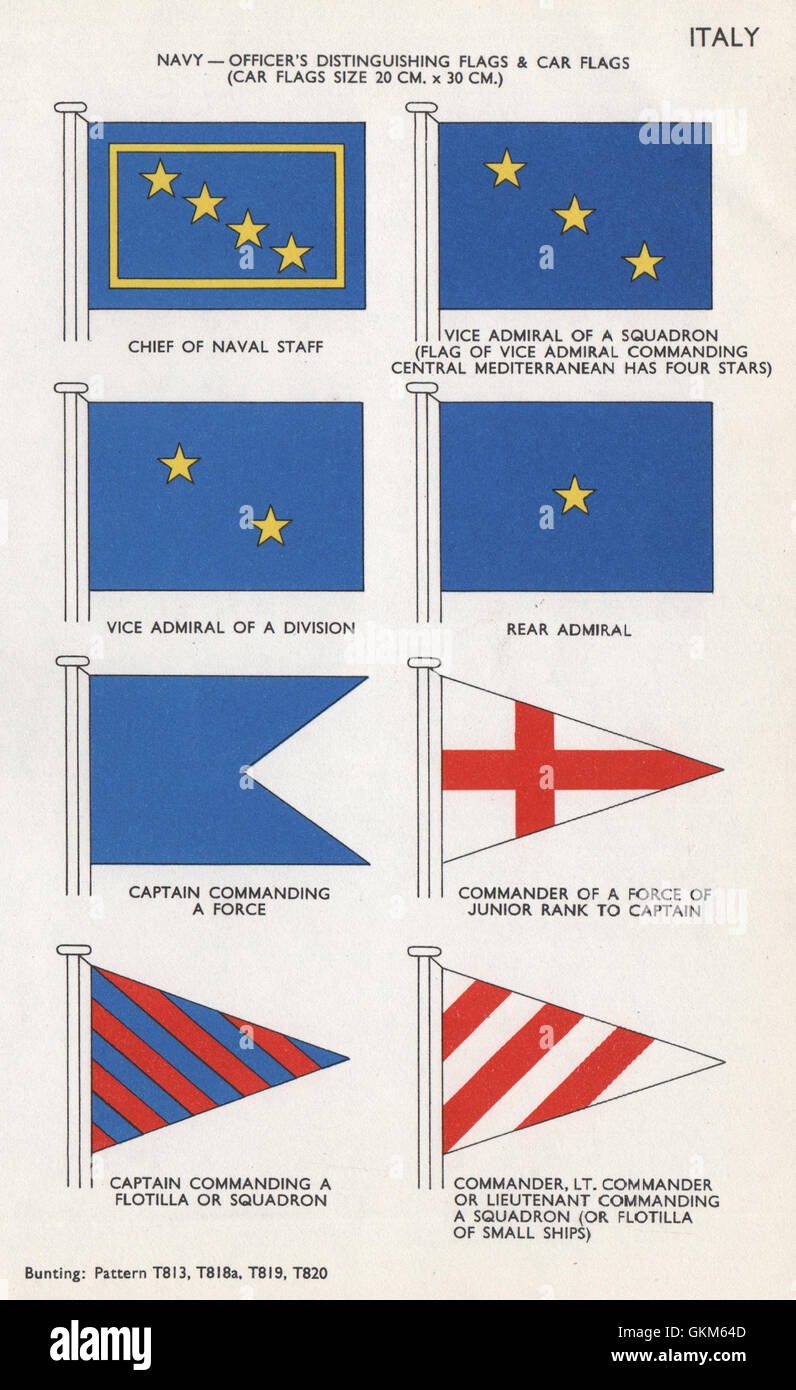 L'ITALIE DE LA MARINE DES DRAPEAUX. État-major de la Marine. Le Vice-amiral. Commandant, 1958 Banque D'Images