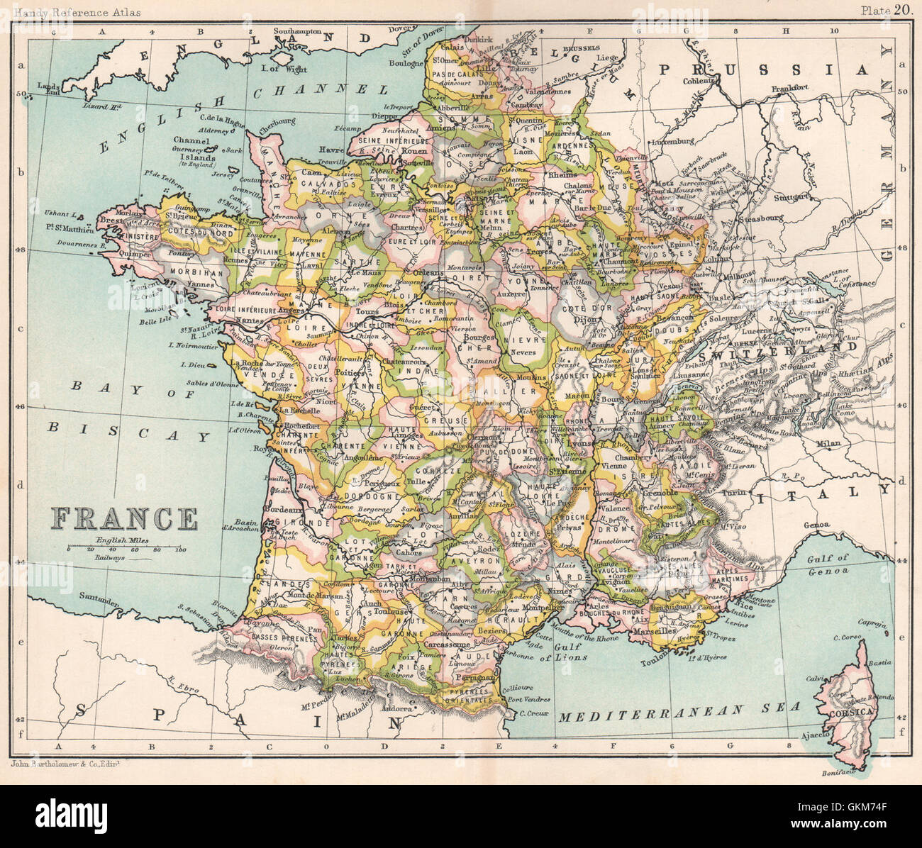 La France Sans L Alsace Et Lorraine Bartholomew 1904 Carte Antique Photo Stock Alamy