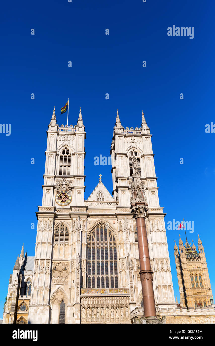 Façade occidentale de l'abbaye de Westminster à Londres, Royaume-Uni Banque D'Images