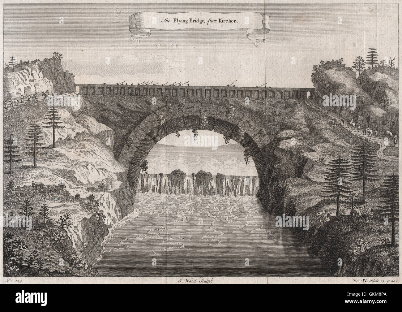La Chine. 'Le Pont volant'. Après Kircher, antique print 1746 Banque D'Images