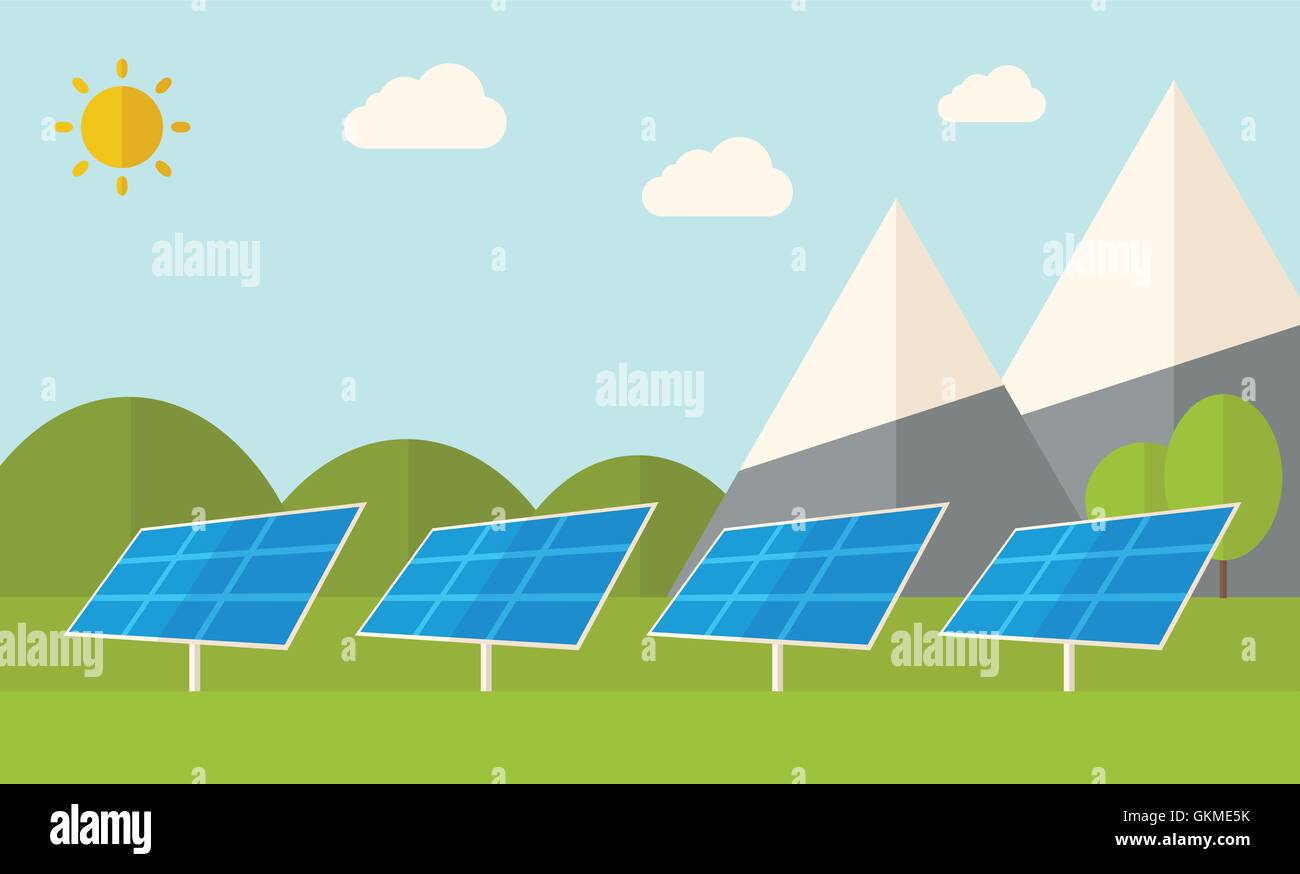 Quatre panneaux solaires. Illustration de Vecteur