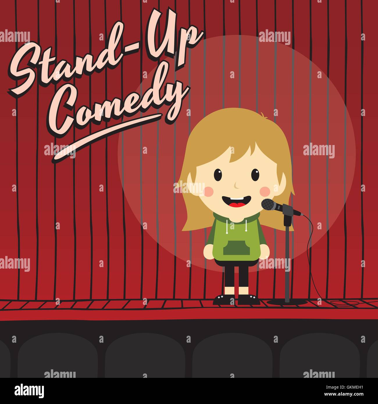 Femme stand up comedian personnage Illustration de Vecteur